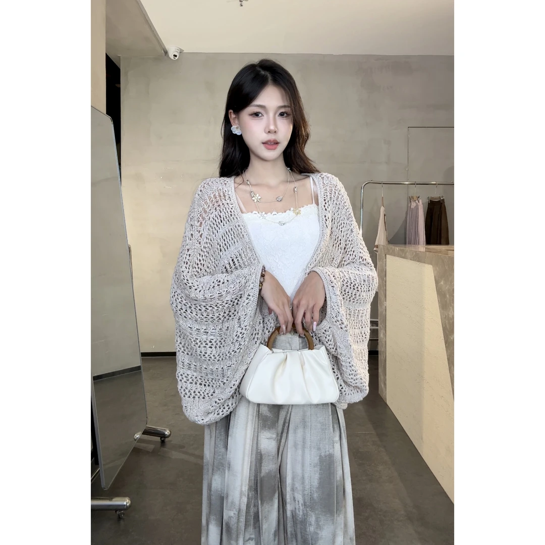 旻旻家新款设计师小众气质减龄时尚百搭镂空开衫上衣女