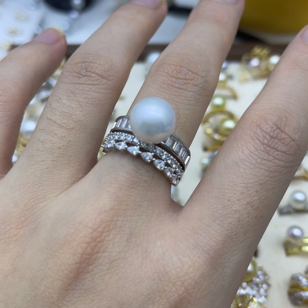 淡水珍珠戒指银S925镶嵌