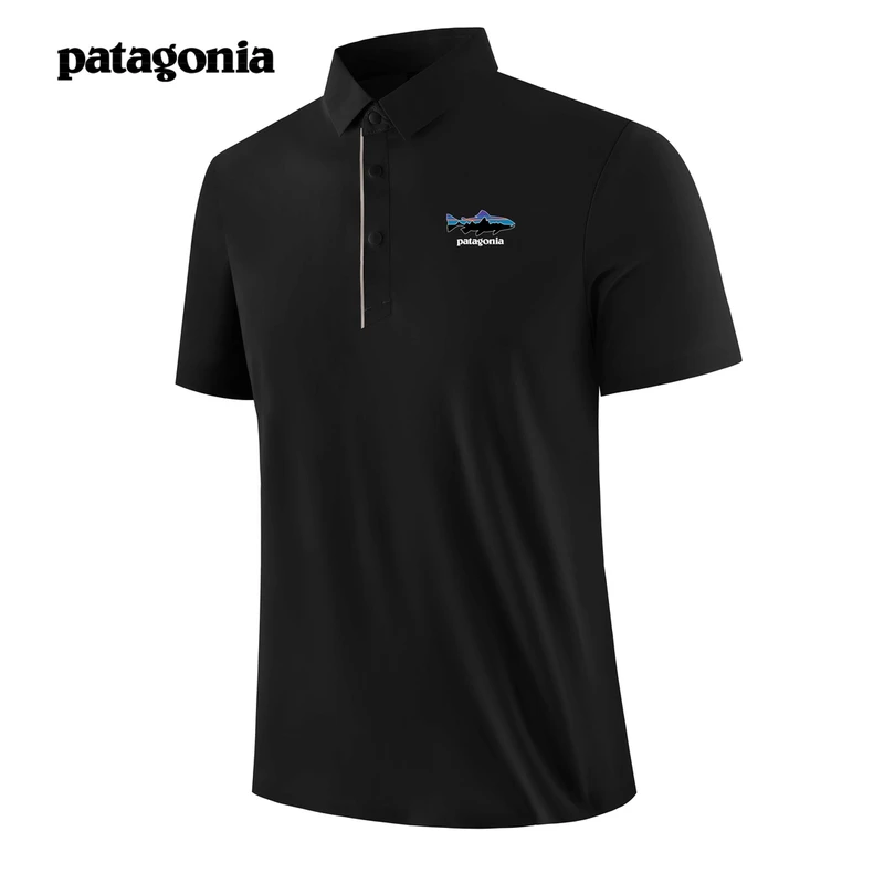 巴塔哥尼亚春夏弹力户外运动短袖T恤男士男装纯色速干男polo衫