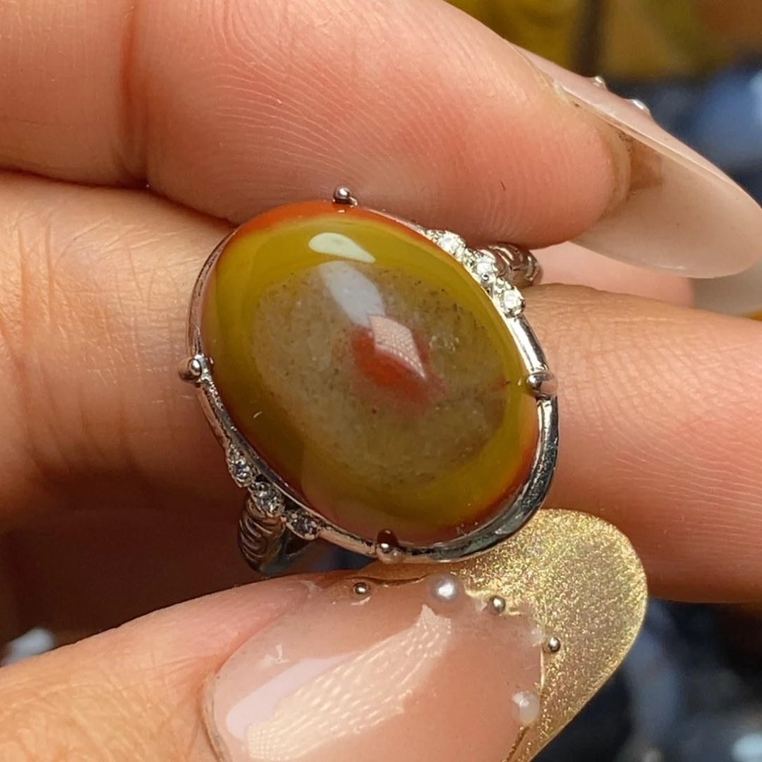 玛瑙/玉髓戒指合金战国红