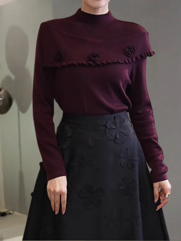 高端轻奢时尚高级感独特别致设计针织衫秋冬洋气减龄内搭打底毛衣