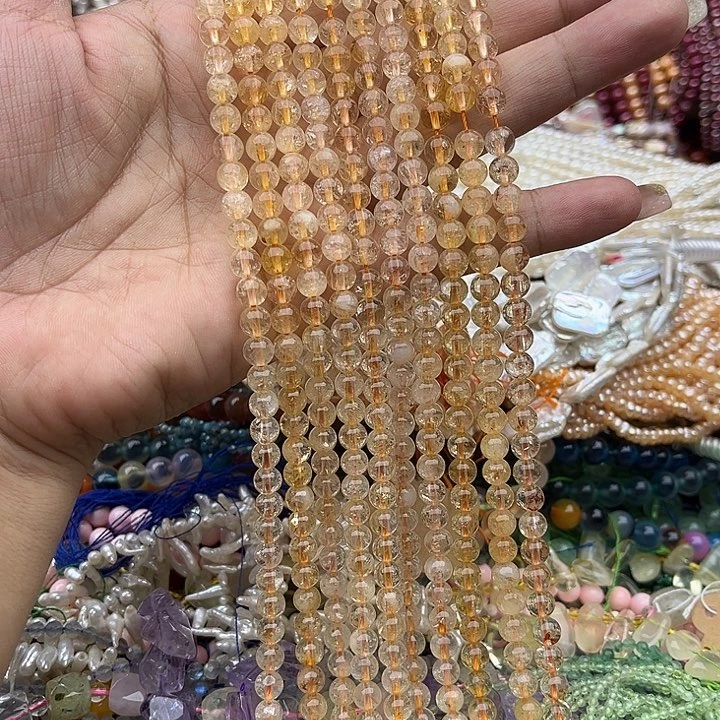 玛瑙/玉髓未镶嵌珠宝半成品一条6mm黄水晶