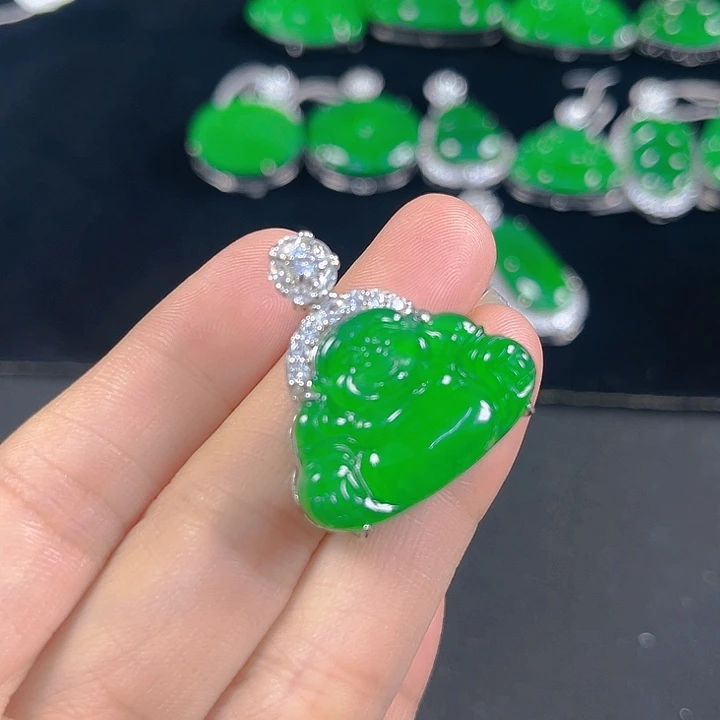 翡翠银S925镶嵌吊坠(不含链)