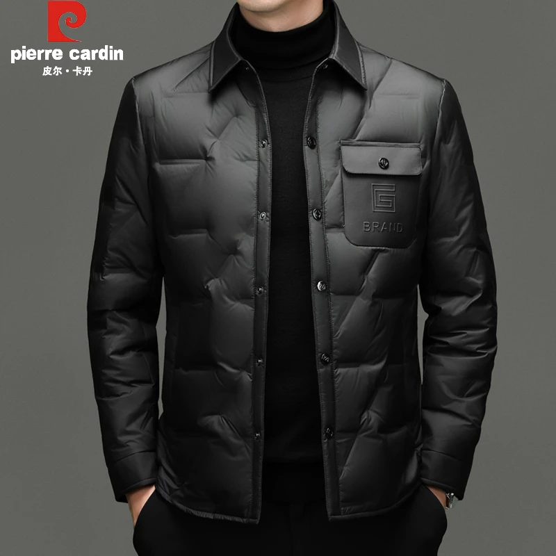皮尔卡丹正品高端翻领轻薄羽绒服男潮流冬季新款男白鸭绒保暖外套