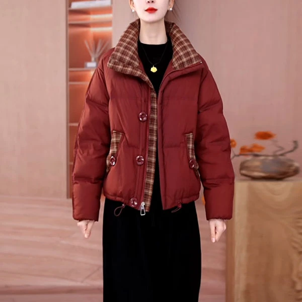 三防免洗时尚气质女士短款羽绒服2024冬季新款修身洋气白鸭绒外套