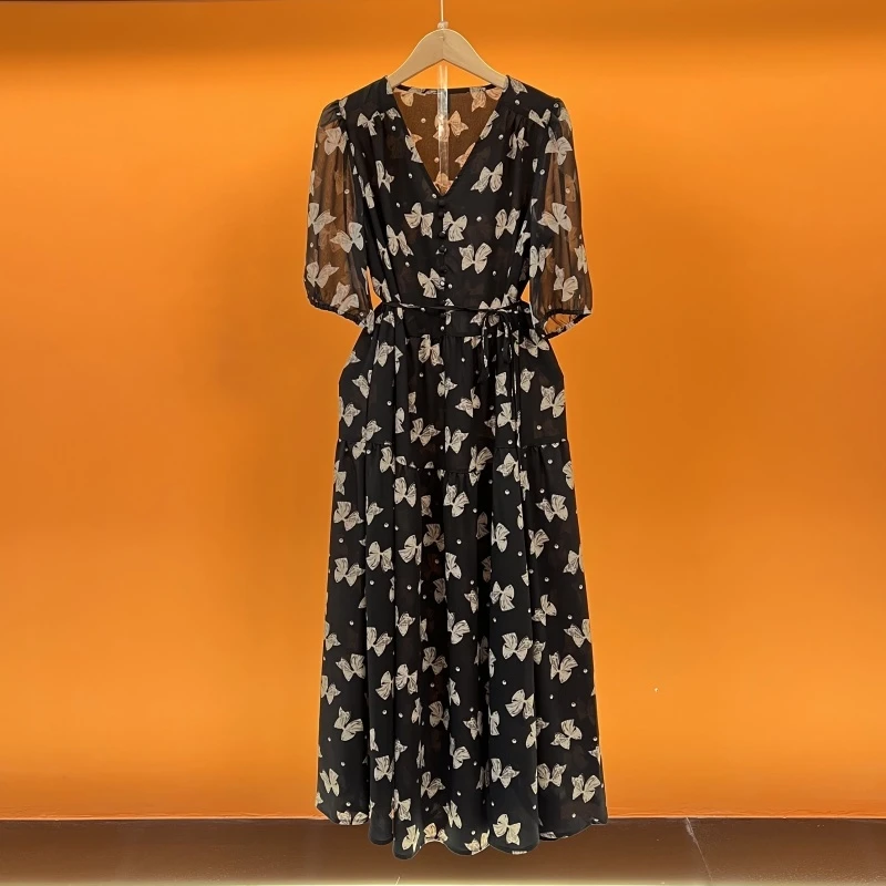 【老王专属】2025夏季新款法式优雅设计师款收腰显瘦连衣裙-5507-14