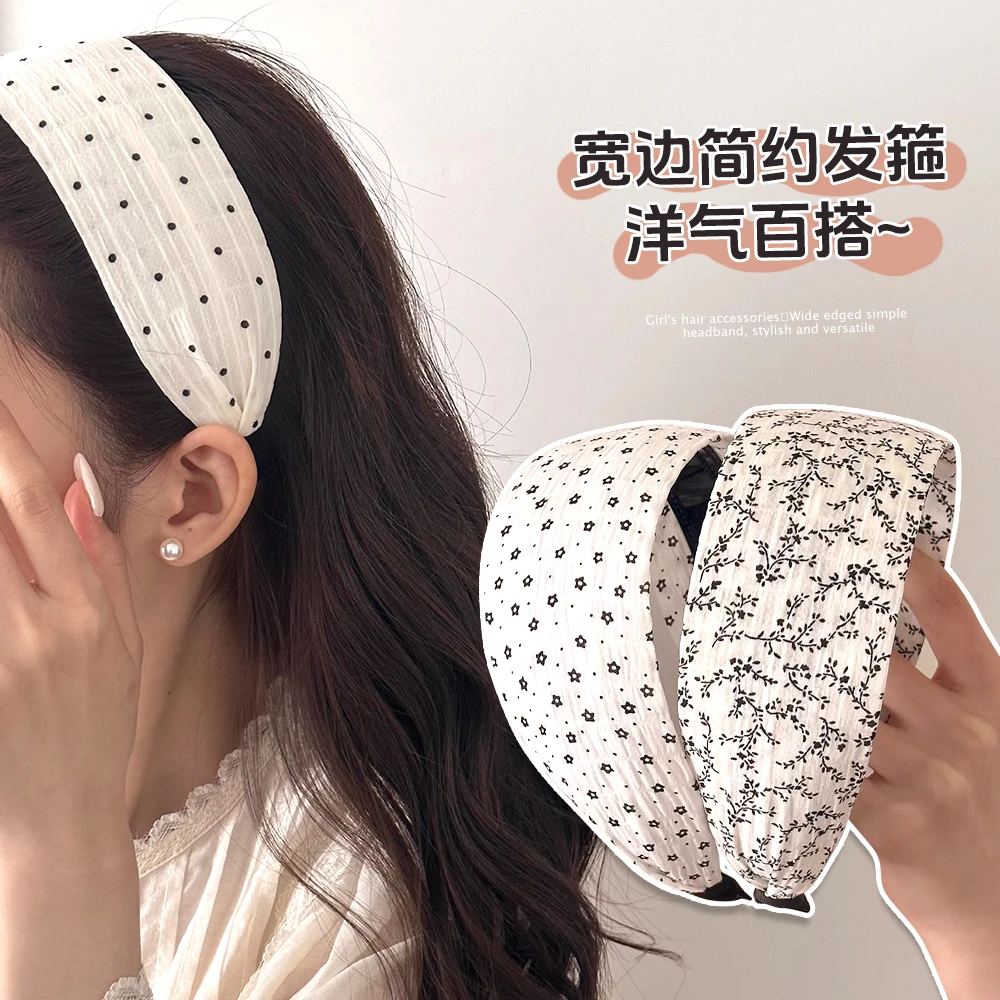 【萌妹子】宽边黑白发箍2025新款压发洗脸发卡高级感时尚洋气头箍