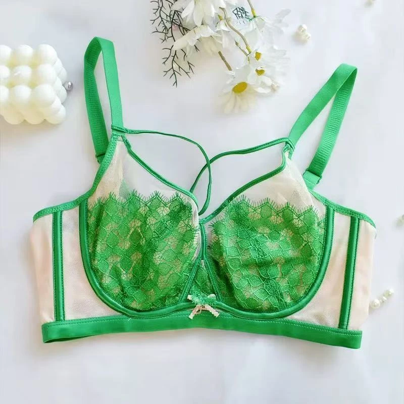 纯欲风法式蕾丝性感薄款兔耳朵大胸显小聚拢收副乳调整型上托文胸