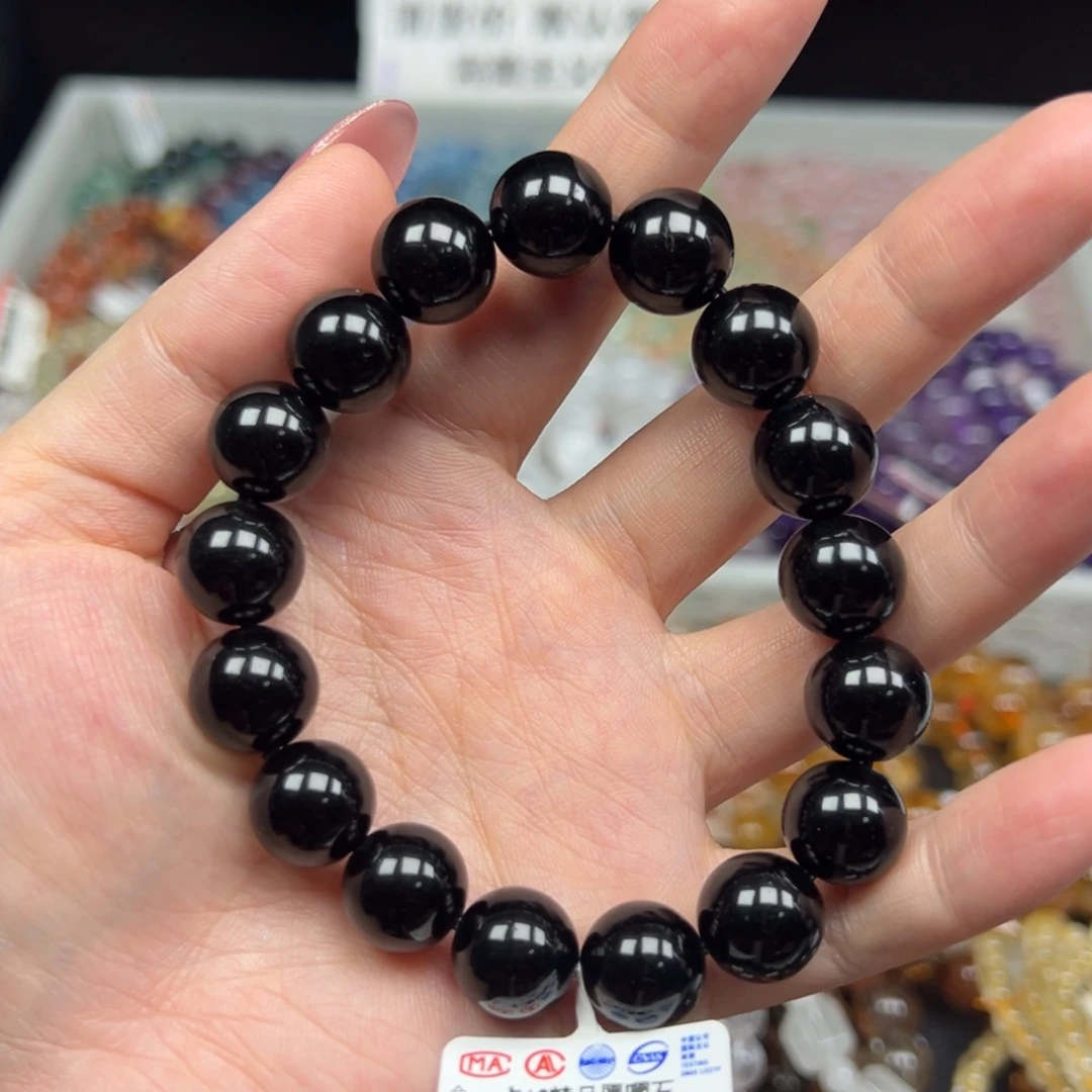 未镶嵌烟晶手链卡12精品黑曜石15