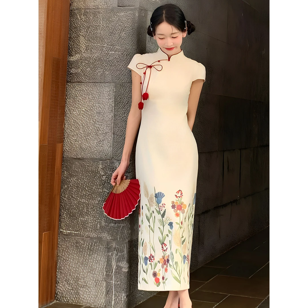 夏季新中式国风复古江南日常温柔气质改良旗袍裙碎花显瘦连衣裙