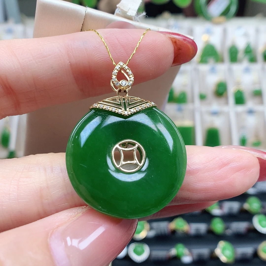 和田玉（碧玉）18K金镶嵌颈饰25