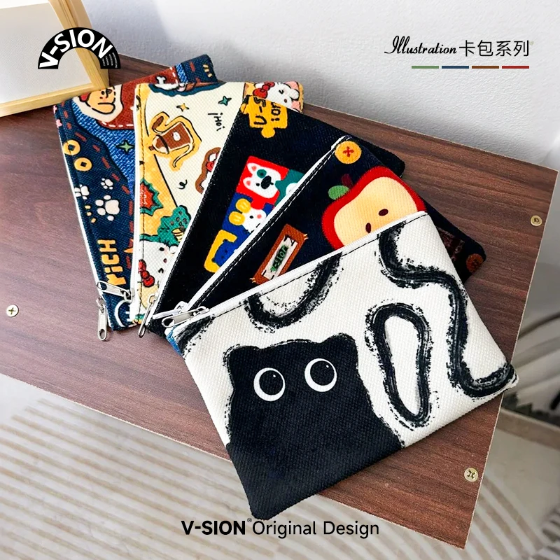 唯鑫V-SION动漫卡通动漫卡套印花短款个性卡包复古时尚手绘网红