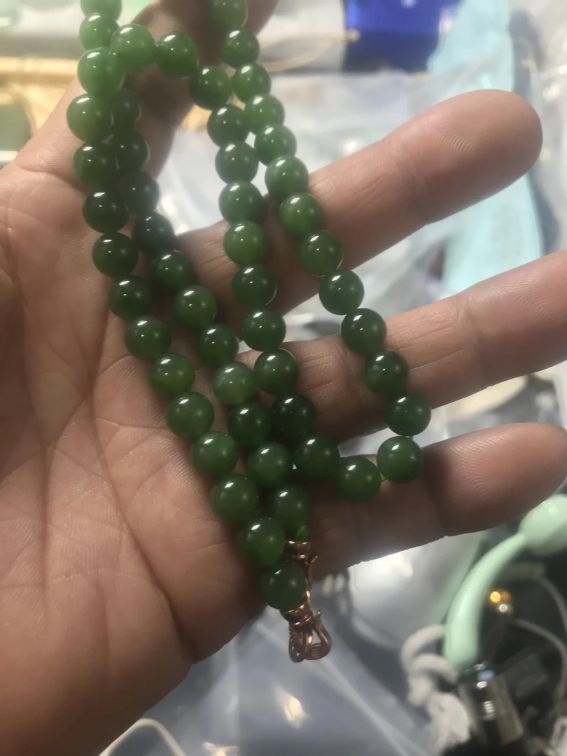 正品和田玉碧玉项链