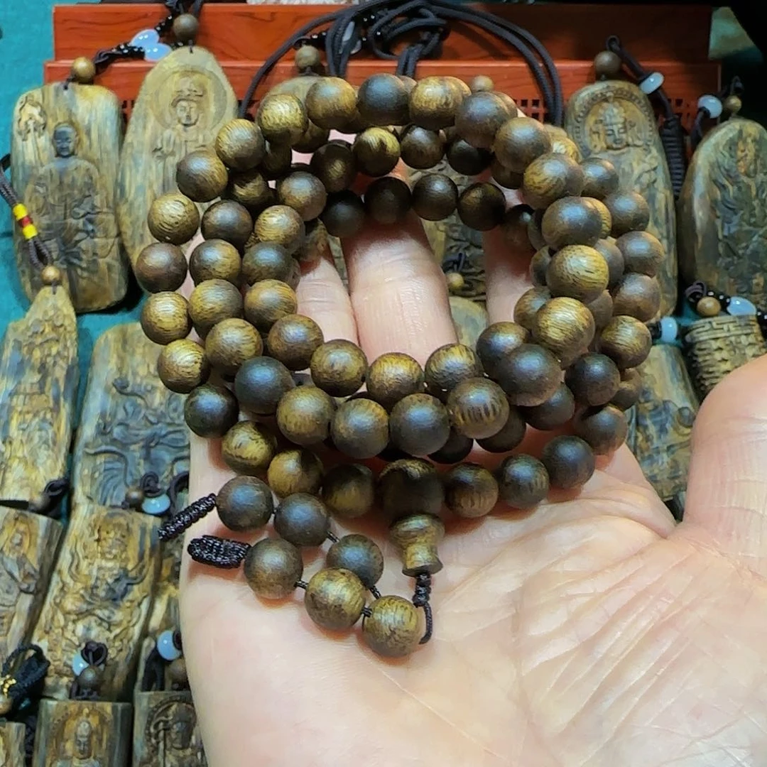 沉香手串陶*海南白奇乌身老料圆珠28.6克多样性发一