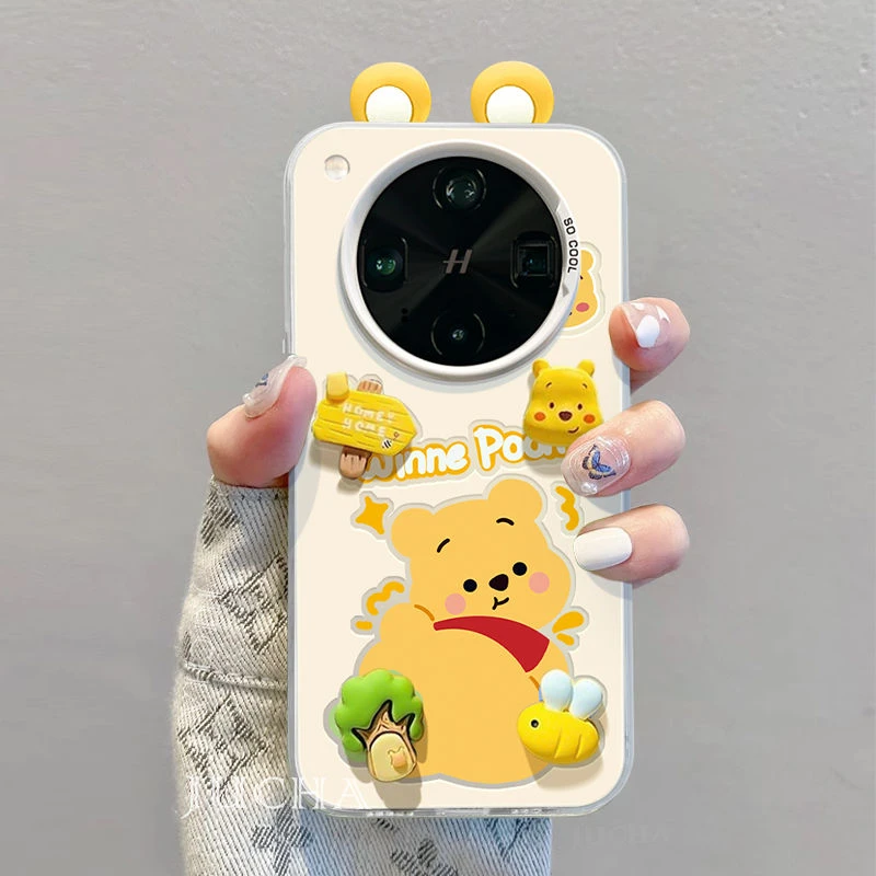 卡通维尼熊适用苹果16pro手机壳卡通vivox200潮牌opporeno14高端