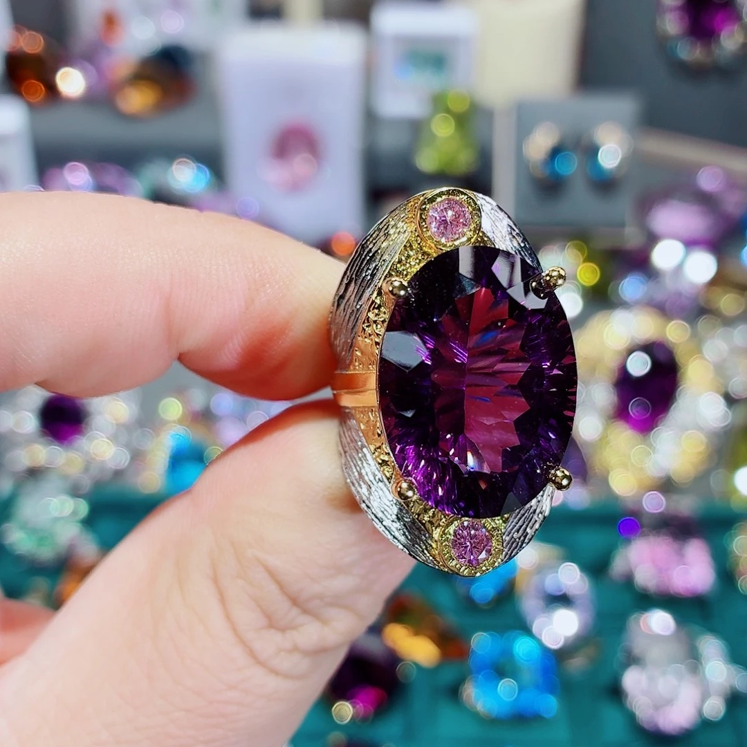 紫晶银S925镶嵌戒指