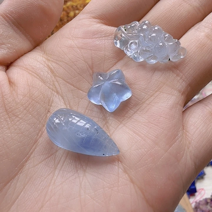 水晶珠宝半成品未镶嵌002 海蓝宝配件打包3颗