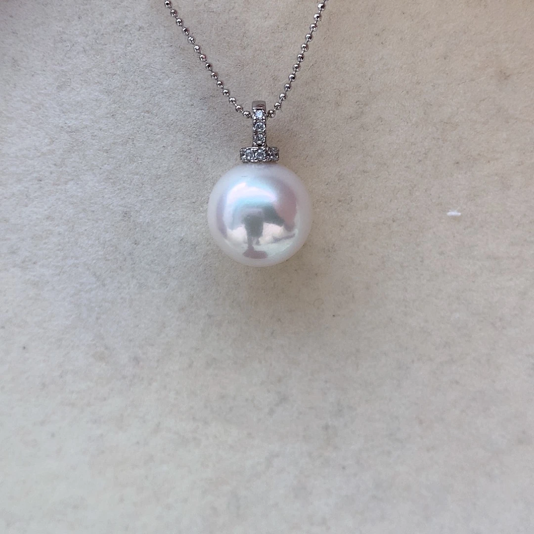 淡水珍珠13-14mm奶嘴扣银S925镶嵌