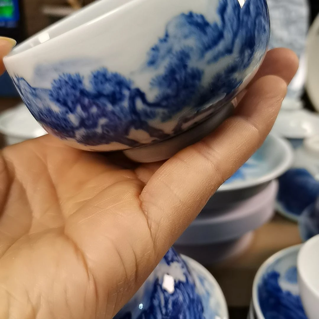 景德镇陶瓷青花山水杯