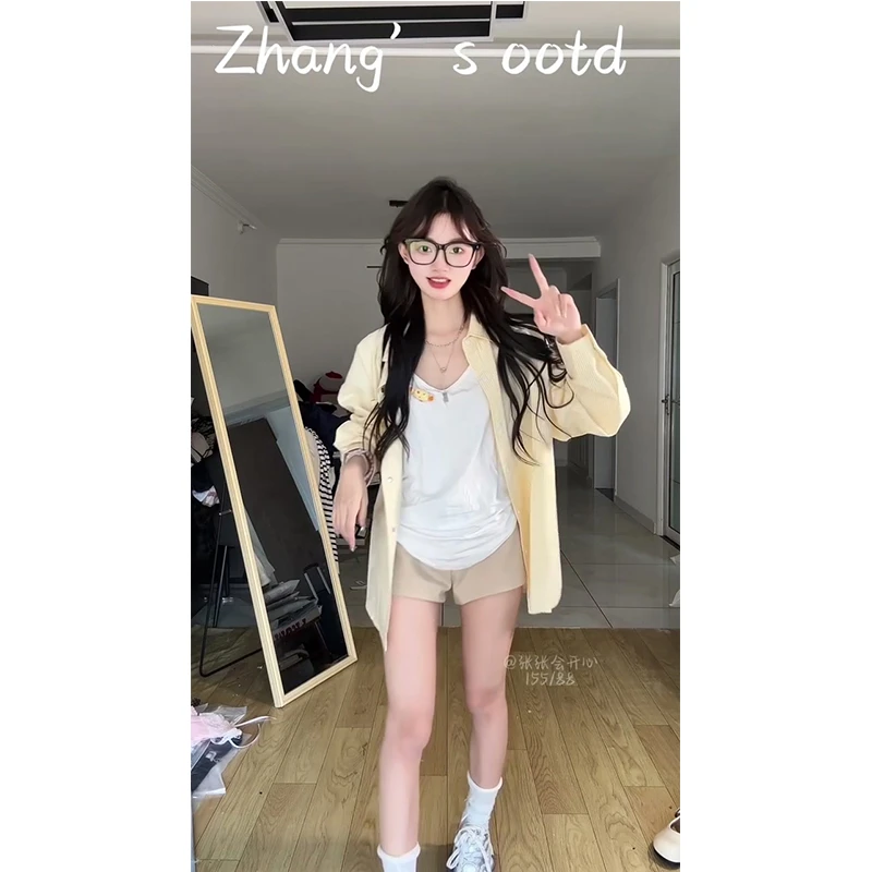 超火减龄polo领衬衣女早春穿搭衬衫绝美显白休闲百搭上衣外套套装