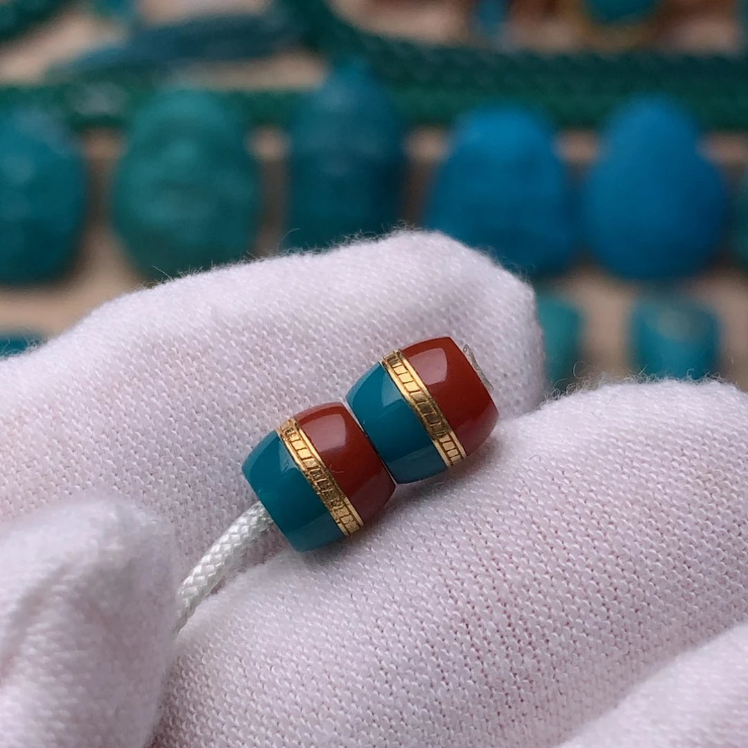 18K金镶嵌绿松石珠宝奇石7m m