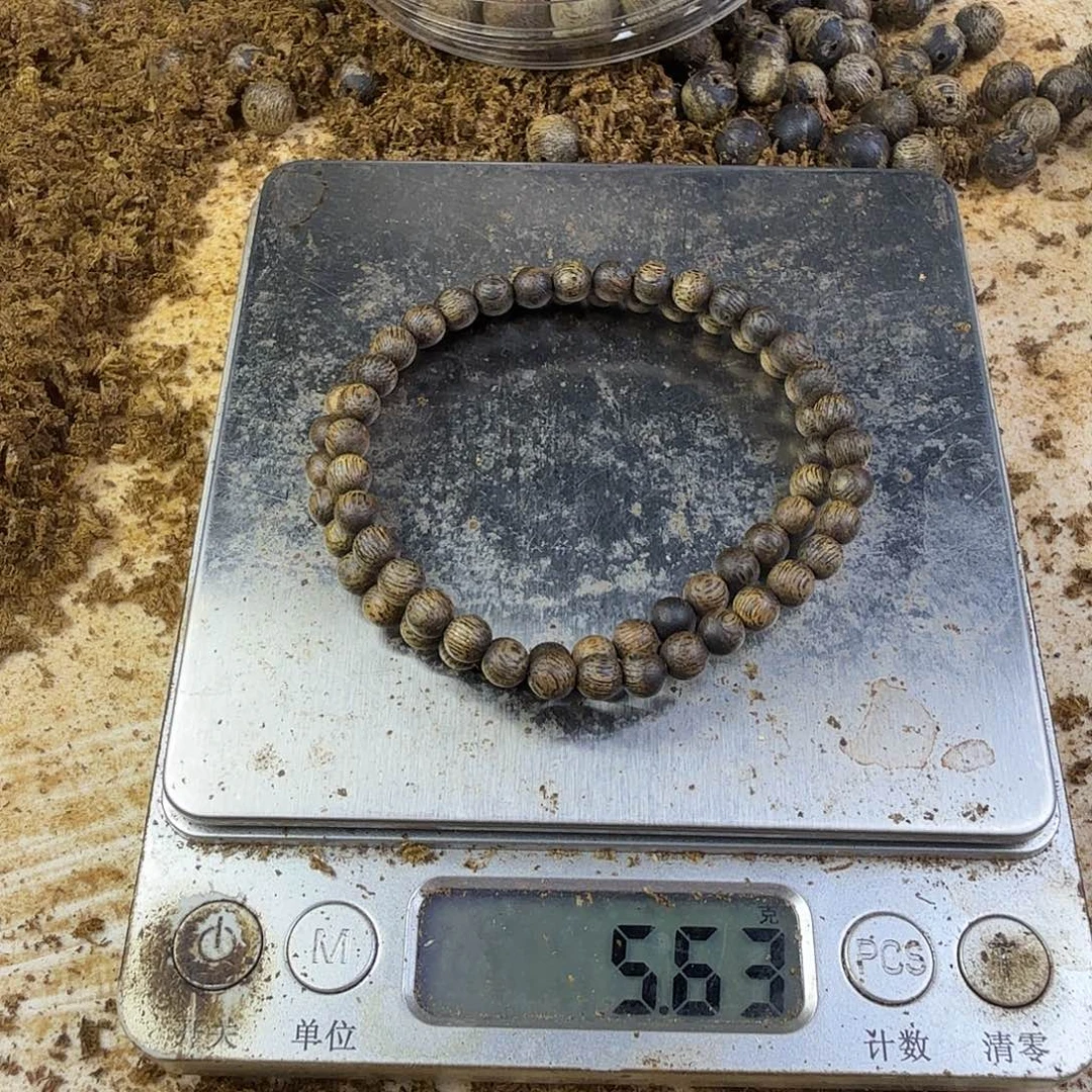 银***线手串沉香奇楠沉香沉水圆珠0.5单圈2条