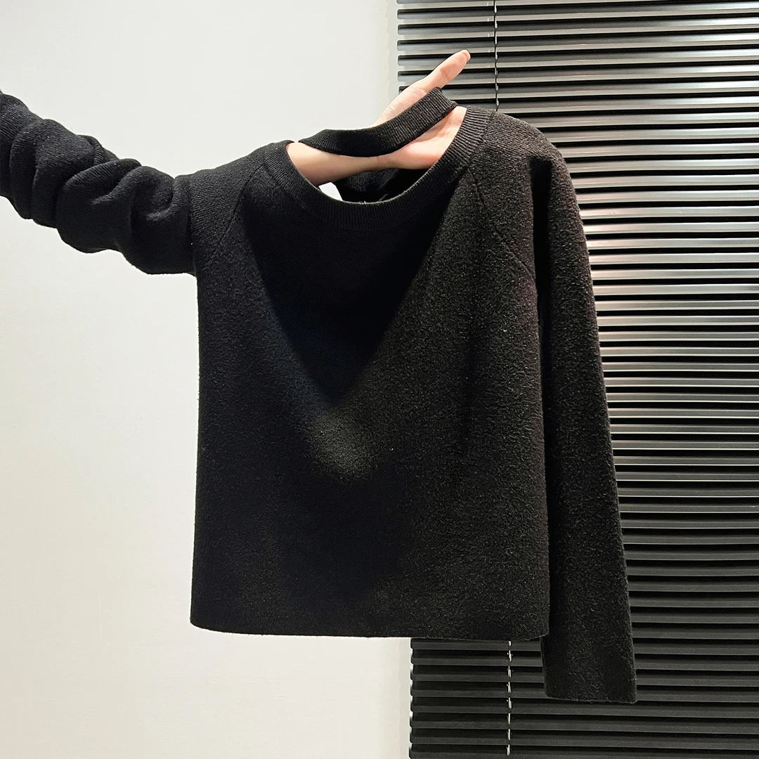 法式黑色挂脖针织衫女秋冬季2025新款修身显瘦露肩打底衫毛衣上衣