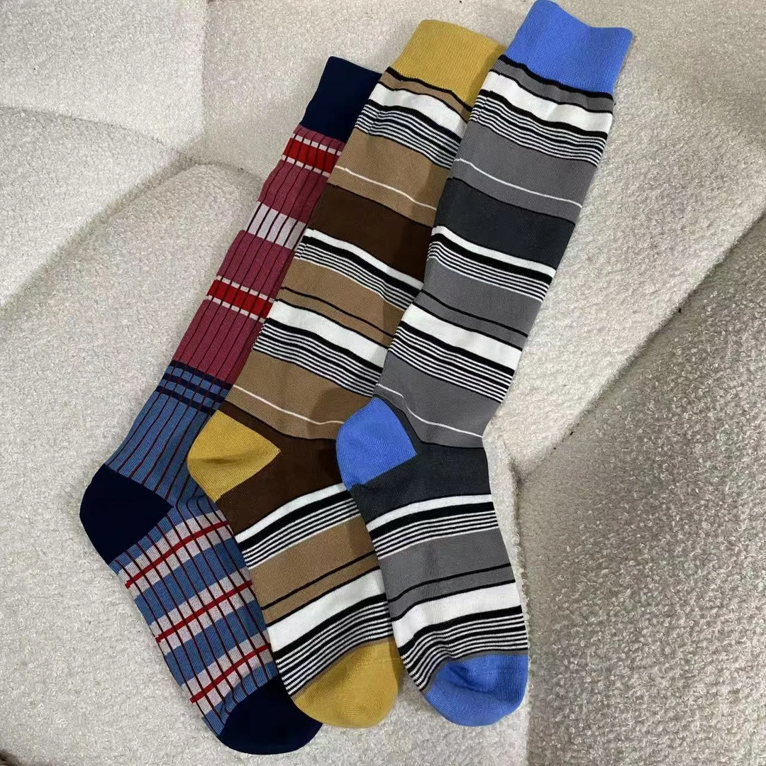 infobyfive2025春季新款条纹袜子彩色长筒袜2EC1002