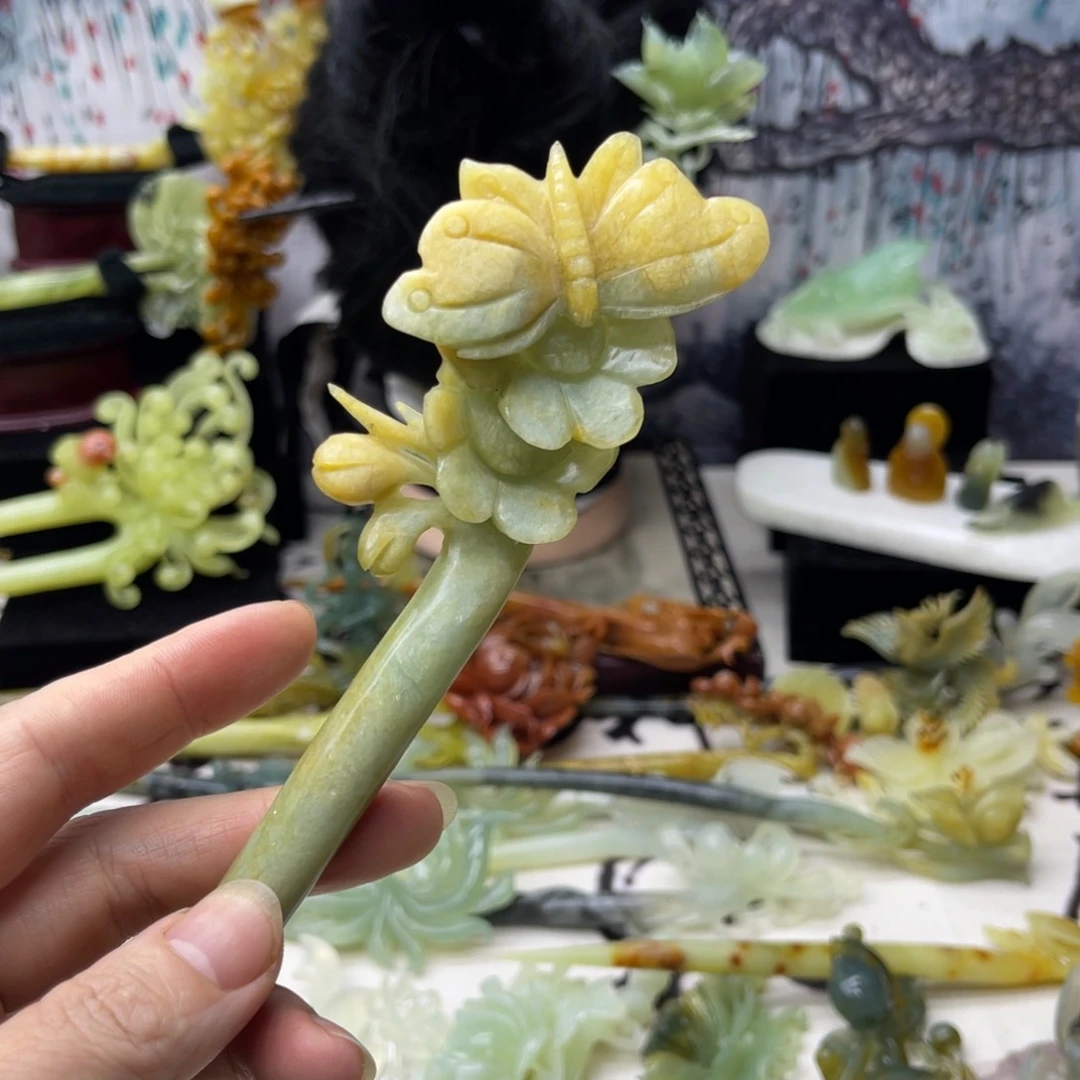 【闪购商品】蛇纹石玉发饰合金