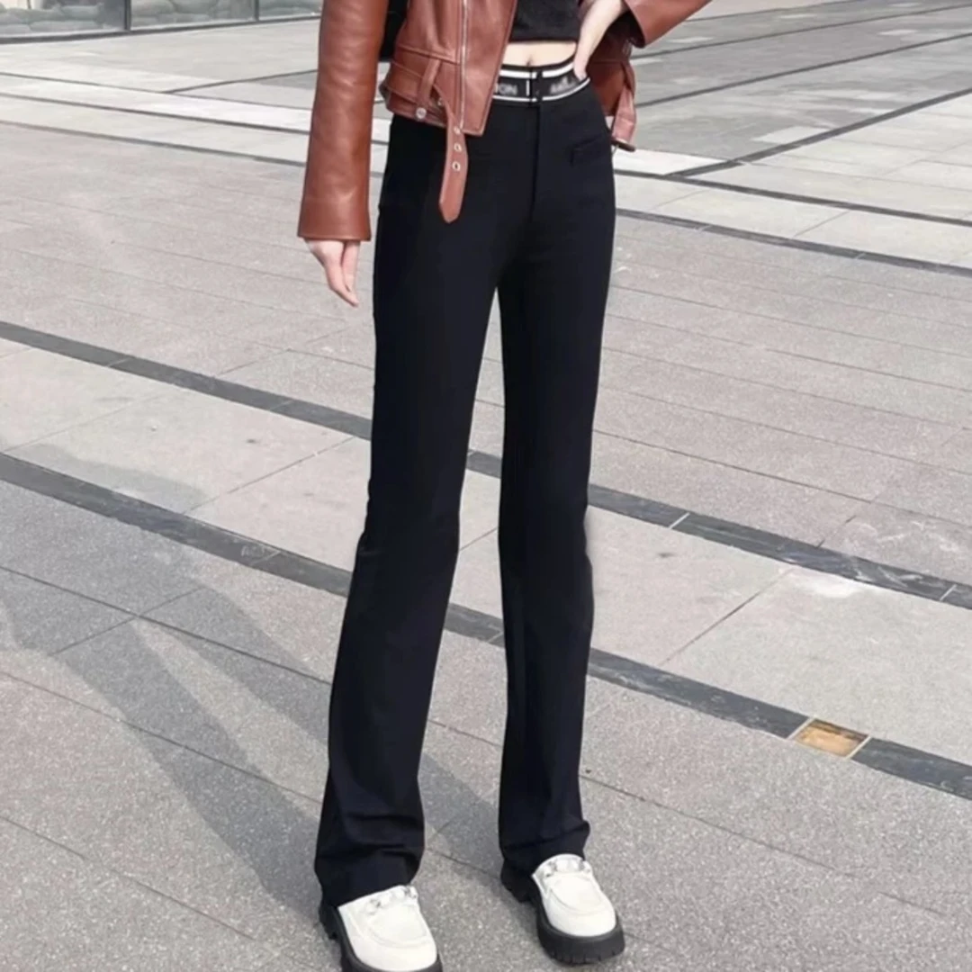 【专柜品质】正品春夏季微喇松紧腰字母四面弹休闲裤摩登猫5100460