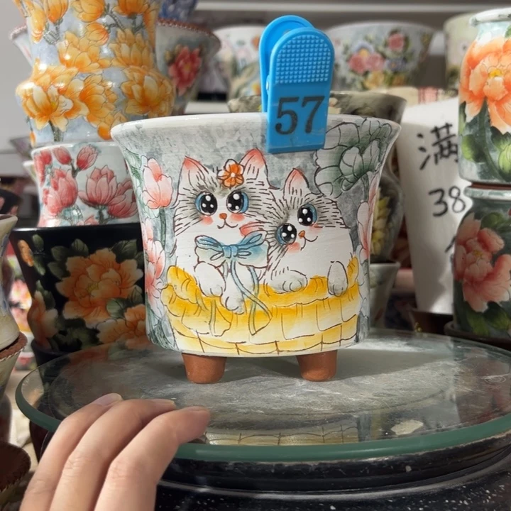 景德镇手绘花盆满38包邮偏远地区除外
