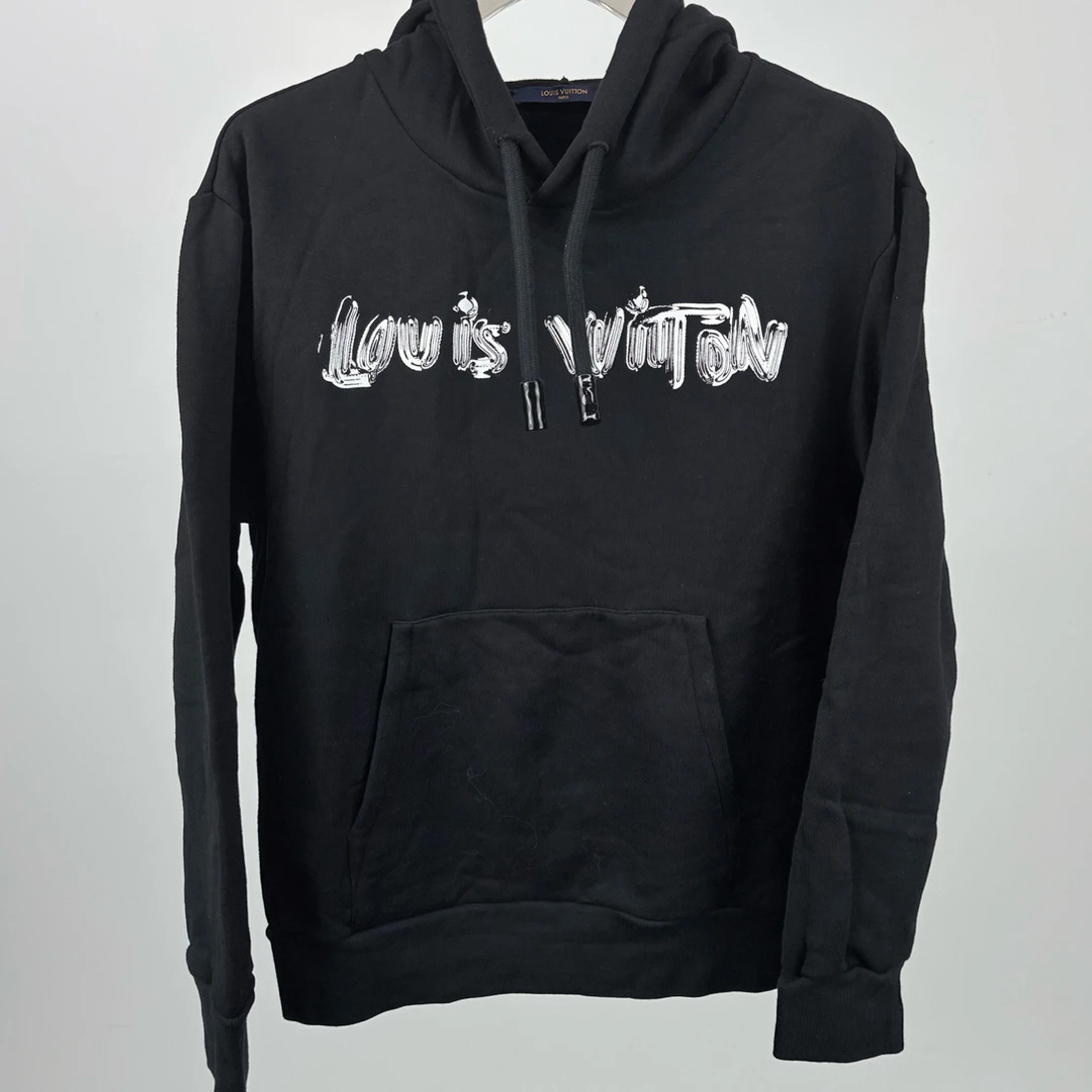 99新 LouisVuitton/路易威登 LV黑白涂鸦字母LOGO卫衣L码14255