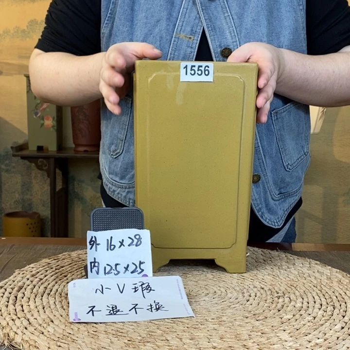 花盆紫砂  微微瑕青段高签筒1556