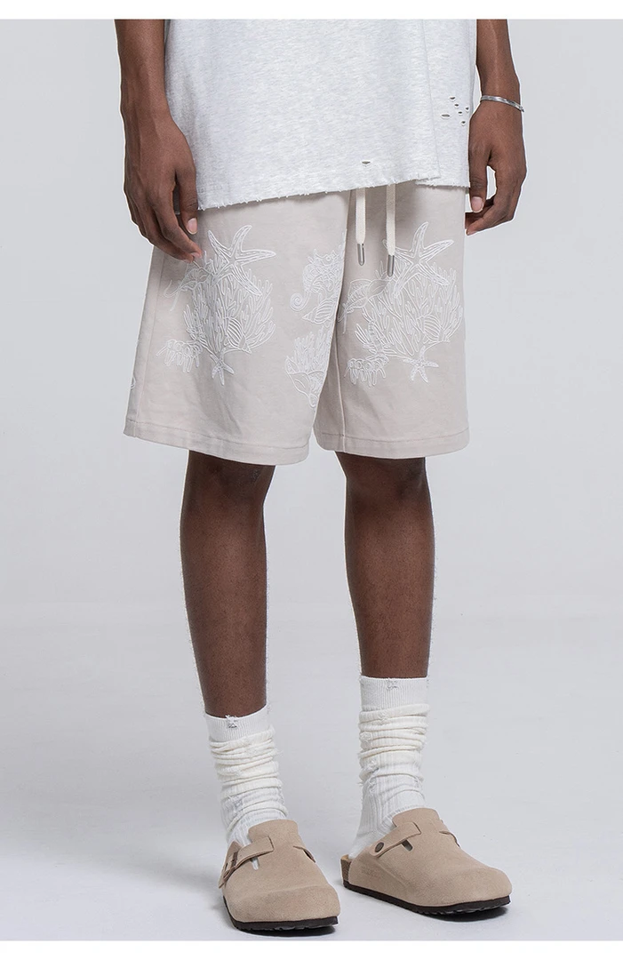 特价清货！男生短裤薄款松紧腰抽绳印花宽松五分裤直筒休闲裤子