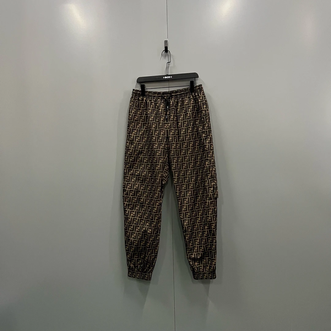 95新 FENDI/芬迪 y3 满印FF抽绳束脚裤 48码 020167