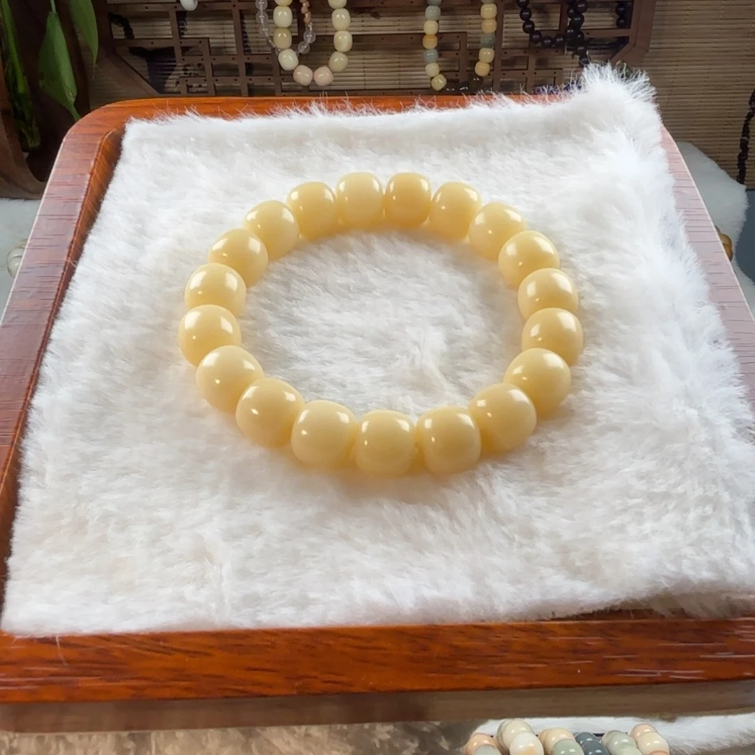 菩提根/象牙果手串卡11奶黄