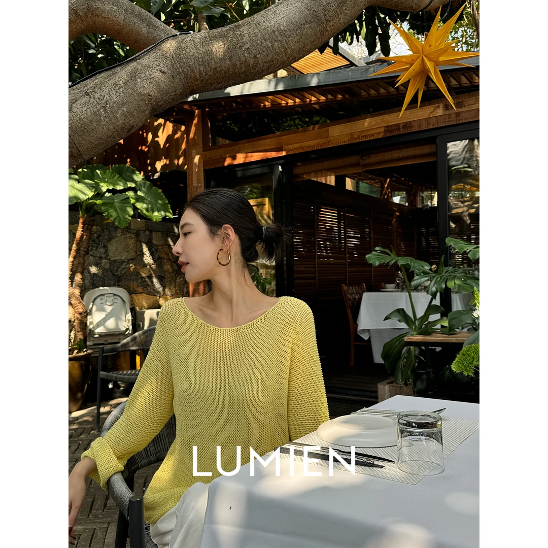 【LUMIEN】舒适亲肤极细纱垂坠感宽松百搭亚麻捻纱针织衫LX5DTT147