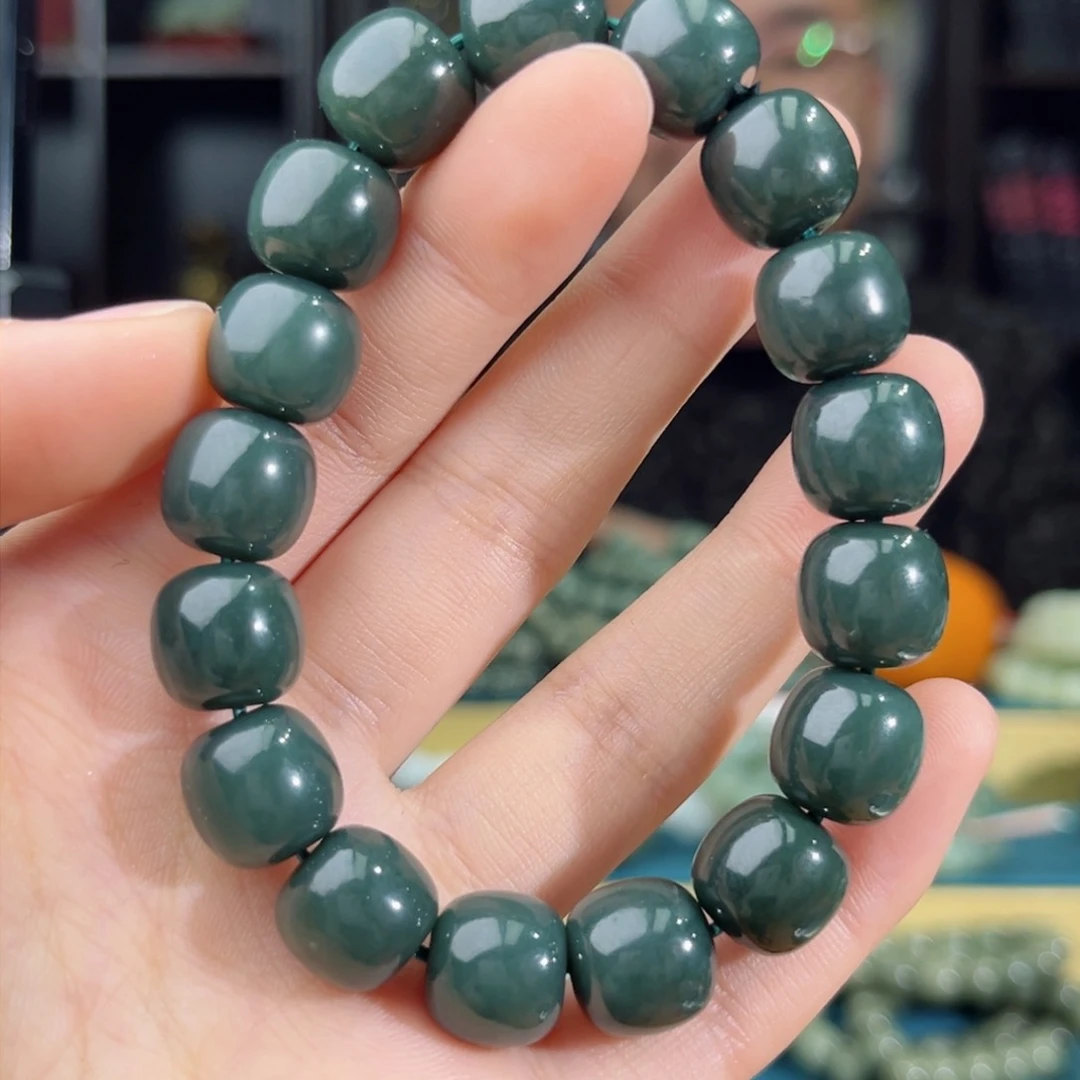 和田玉手链未镶嵌手串纯天然新疆且末料12mm