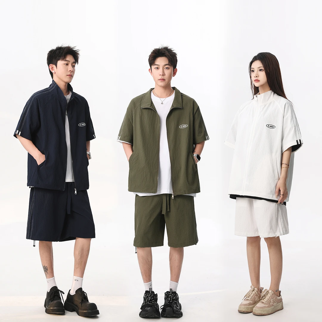 K•WEH休闲运动套装情侣短袖T恤套装运动时尚潮流宽松韩版简约薄款