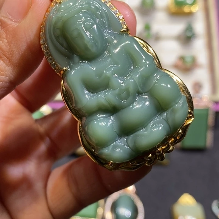 和田玉（碧玉）银S925镶嵌颈饰