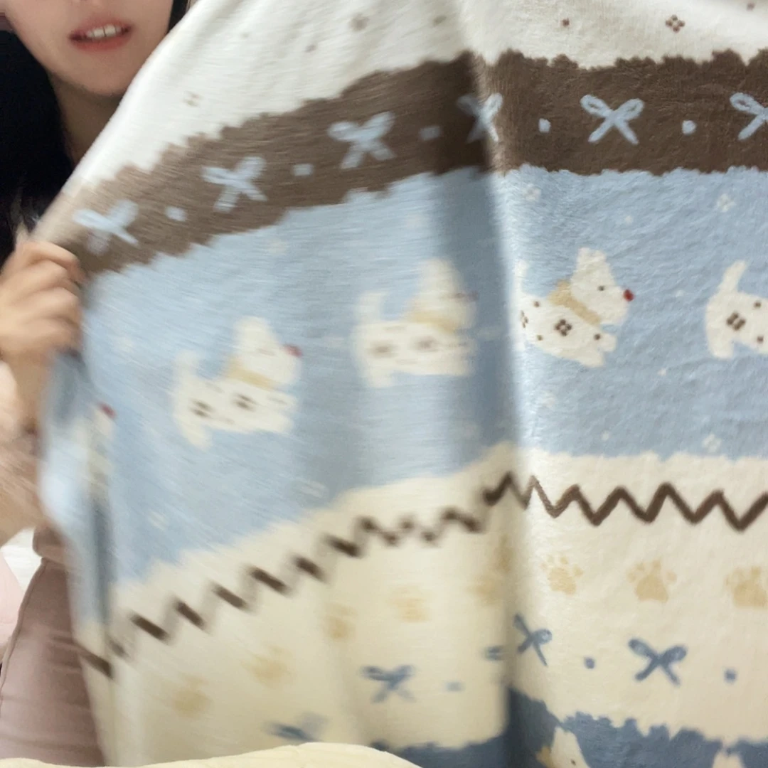 棉棉蓝色小狗床盖四件套标准