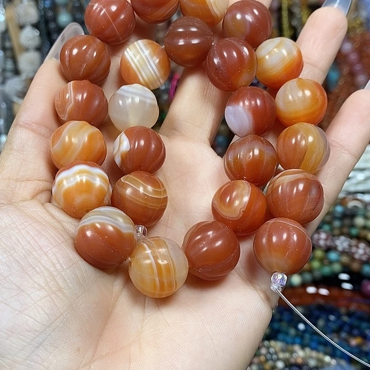 玛瑙/玉髓未镶嵌珠宝半成品玛瑙南瓜珠卡16mm