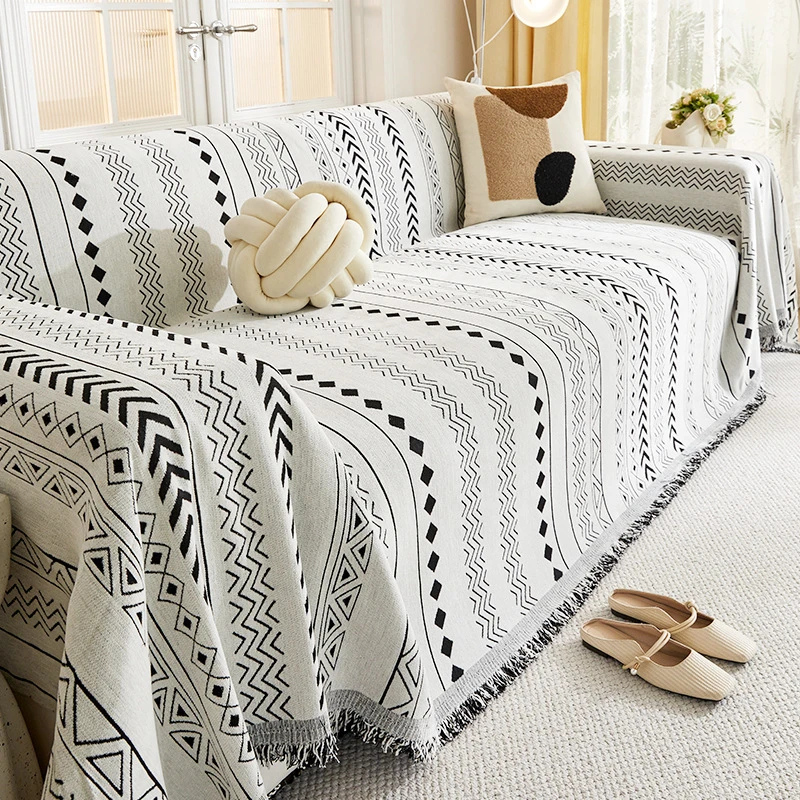 雪尼尔沙发巾简约ins高级防滑沙发盖巾套罩防猫抓坐垫子罩盖布