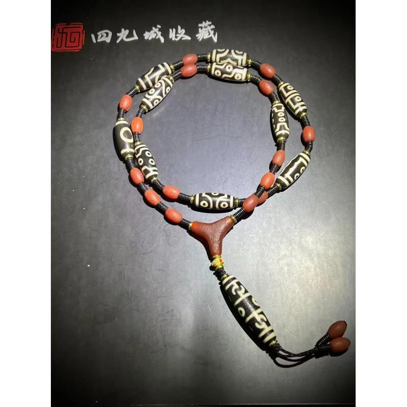 四九城收藏天珠玛瑙手串黑白1到10眼珠阵鸭子头多圈挂饰