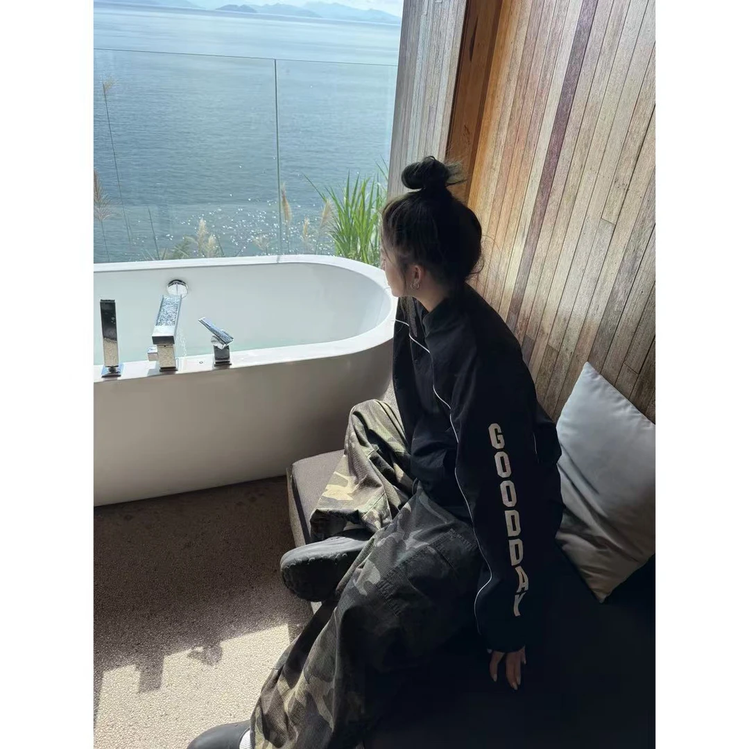 【陈碗饭】美式防水冲锋球衣套头卫衣男女宽松休闲户外防晒长袖152
