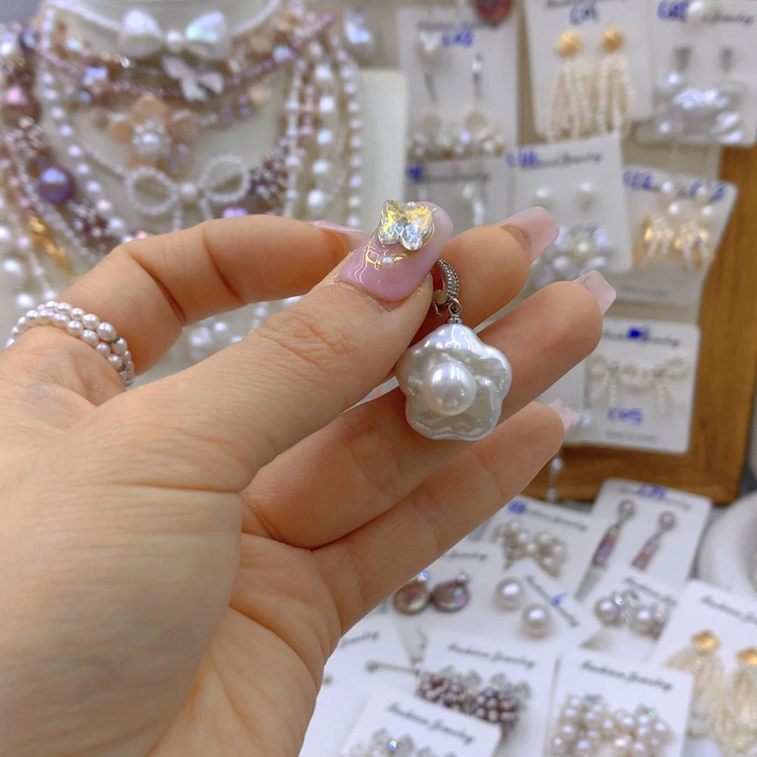 淡水珍珠耳饰 银S925镶嵌