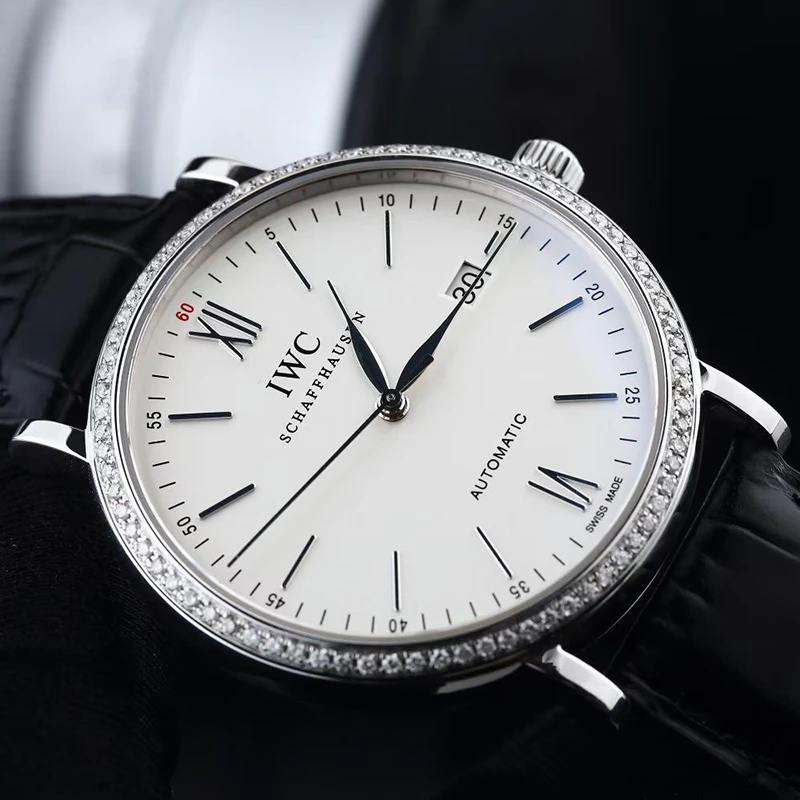 99新 IWC/万国 柏涛菲诺红60后镶钻自动机械男士二手表IW356501