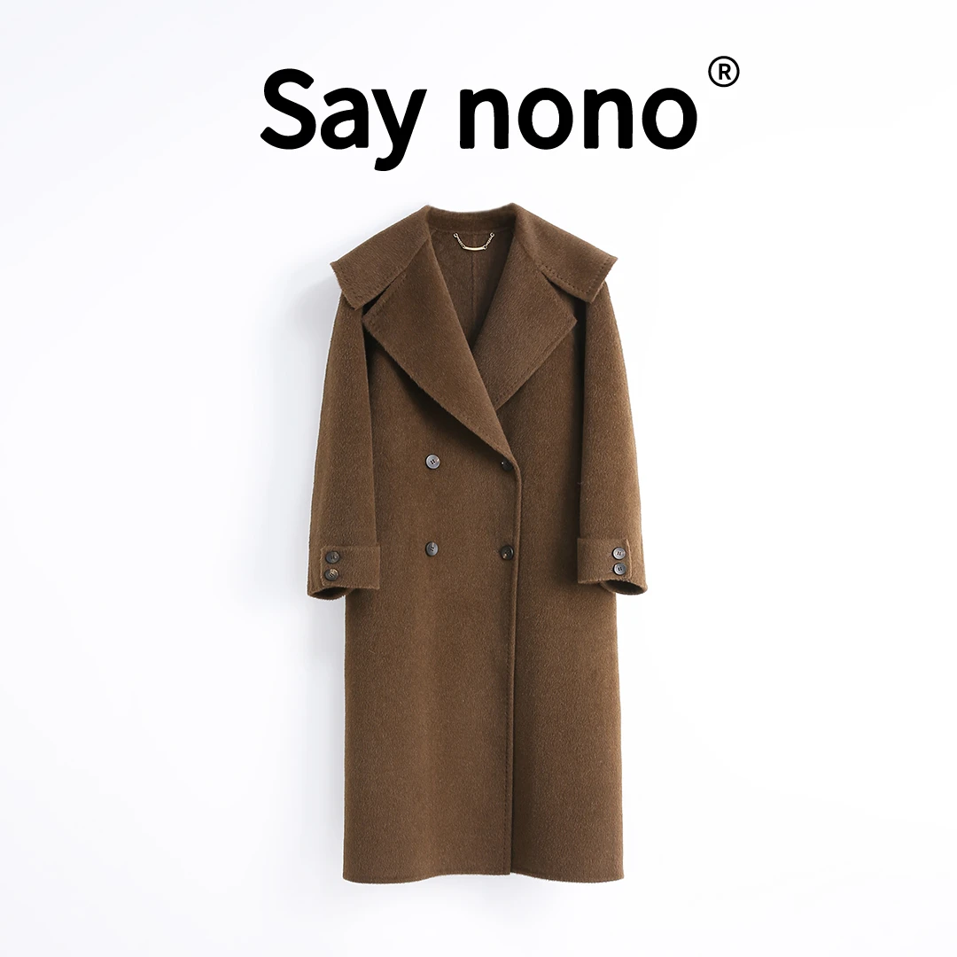 懒猫nono│Saynono 轻奢＿骆马绒大翻领毛呢中长款大衣 /SY100508