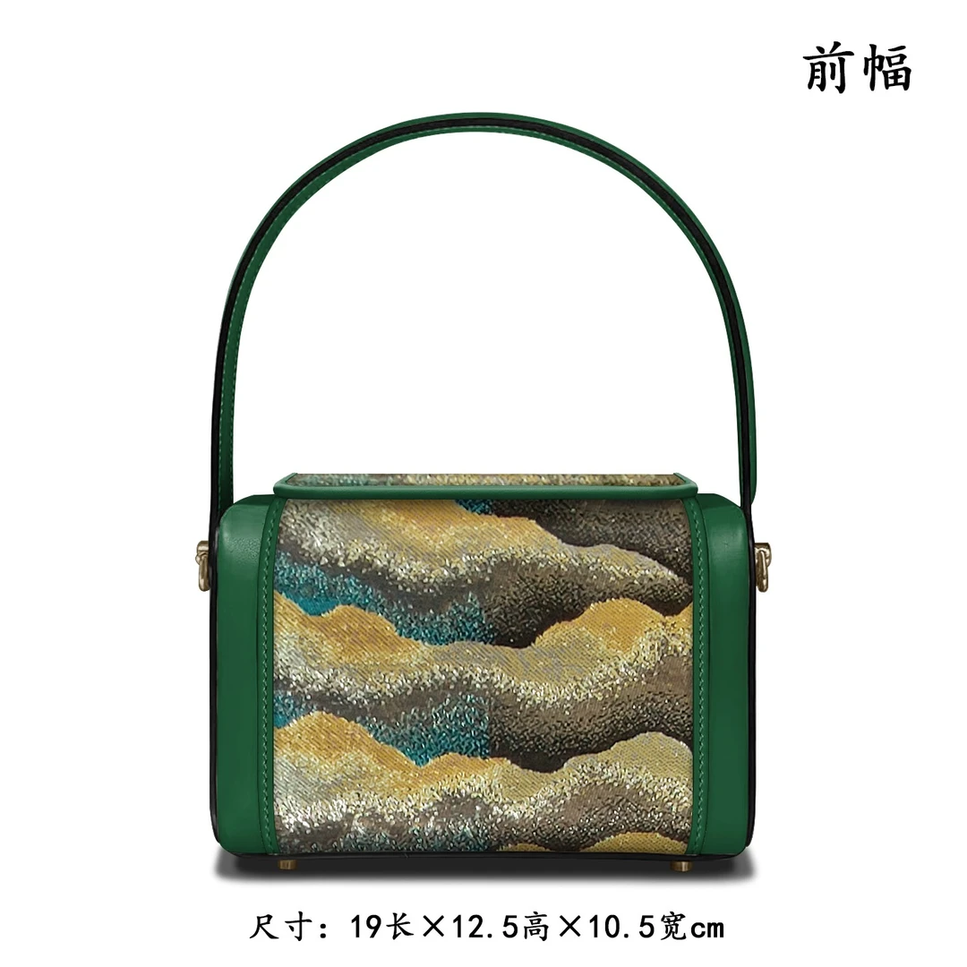民族风手提单肩斜跨西阵织唐锦缂丝唐锦西阵织枕头包包