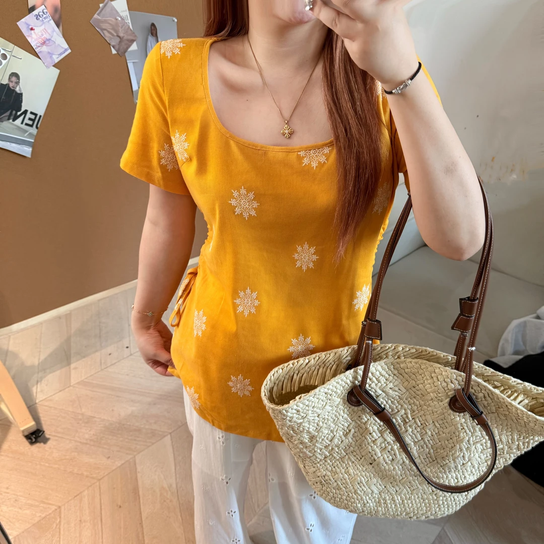 维维&南岛风特大码女装2025夏季微胖mm显瘦方领短袖T恤ZWW822